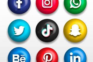 3d popular social website icons