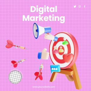 3d render digital marketing illustration