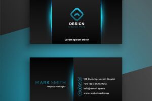 Abstract black business card with blue shade