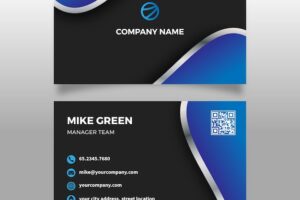 Abstract business card in black and blue