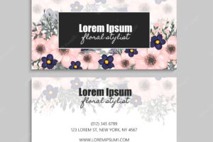 Abstract business cards template with flowers