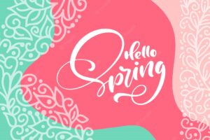 Abstract floral greeting card with text hello spring