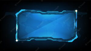 Abstract futuristic background of blue glowing technology sci fi frame hud ui