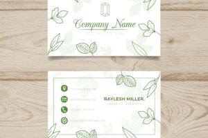 Abstract and modern business card template with leaves