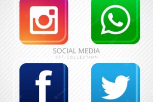 Abstract social media icons set design