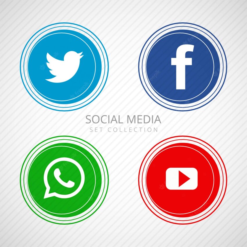 Abstract social media icons set illustration