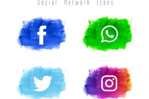 Abstract social network watercolor icon set