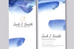 Abstract watercolor vertical business card template