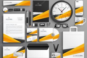 Abstract yellow business stationery set
