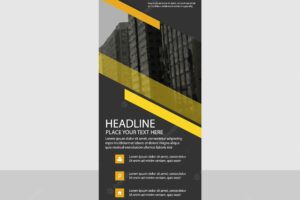 Abstract yellow commercial roll up banner