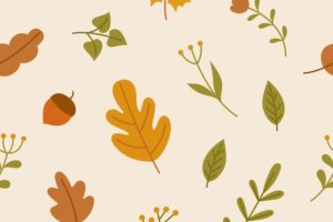 Autumn leaves and flowers seamless pattern background wallpaper