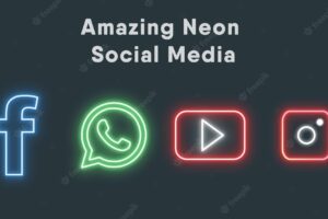 Awesome neon social media with four elements