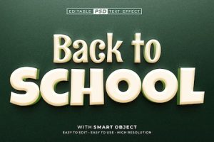 Back to school text 3d style effect