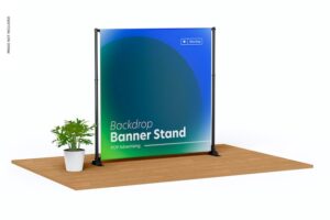 Backdrop banner stand mockup, left view