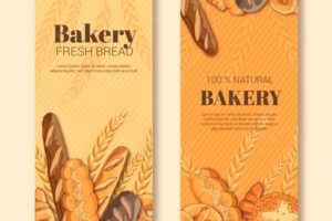 Bakery banners with pastries and bread