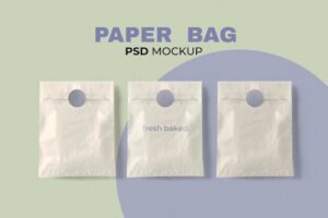 Bakery paper bag mockup psd in minimal style