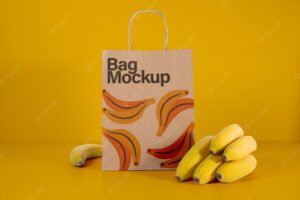 Bananas with paper bag mock-up