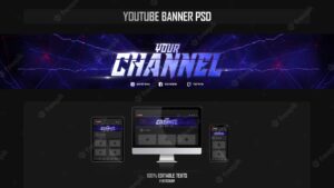 Banner for youtube channel with gamer concept
