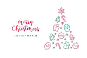 Beautiful christmas banner with christmas tree made of different elements