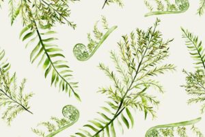 Beautiful elegant watercolor greenery fern floral seamless pattern
