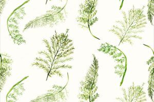 Beautiful elegant watercolor greenery fern floral seamless pattern