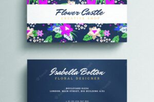Beautiful floral business card mockup