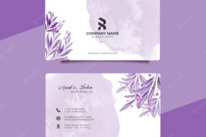 Beautiful floral business card template with leaves