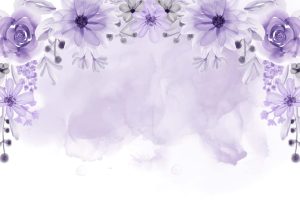 Beautiful floral frame background with soft purple flowers watercolor