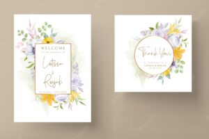 Beautiful hand drawing flower invitation card template