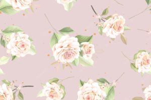 Beautiful hand drawn floral roses seamless pattern