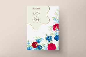 Beautiful maroon and navy flower wedding invitation card