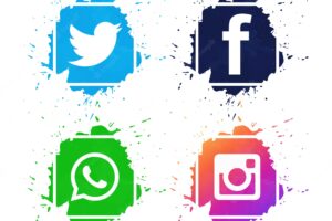 Beautiful social media icons set design vector