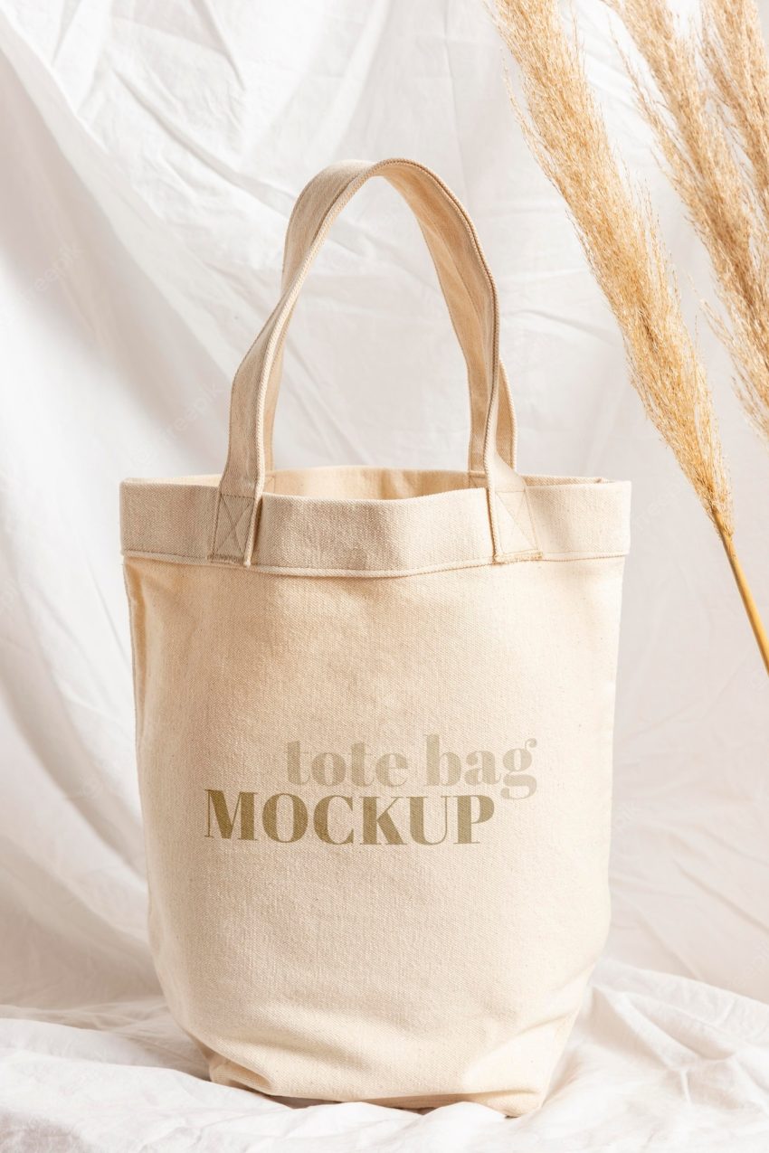 Beautiful textile tote bag mockup