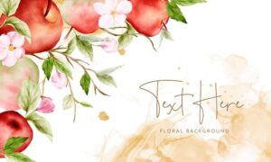 Beautiful watercolor botanical apple and pink floral background