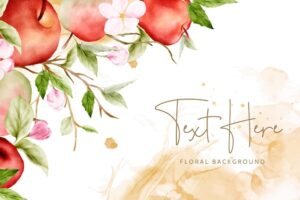 Beautiful watercolor botanical apple and pink floral background