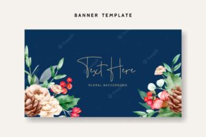 Beautiful watercolor floral background with flower and ornamen christmas