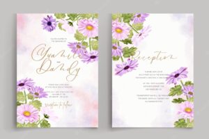 Beautiful watercolor floral and leaves wedding card