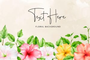 Beautiful watercolor hibiscus flower floral background