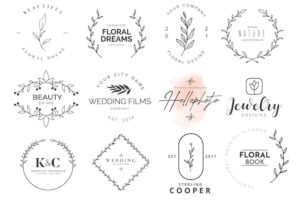 Beauty logotype collection with floral ornaments