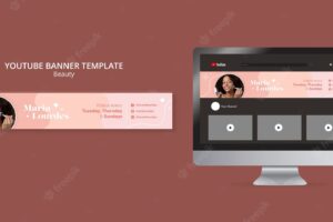 Beauty and skincare cosmetics youtube banner template