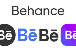 Behance set of social media logos isolated on white