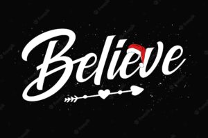 Believe - hand-drawn lettering for christmas greetings cards, invitations. good for t shirt, mug