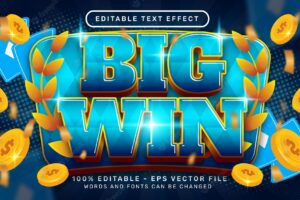 Big win 3d text effect and editable text effect