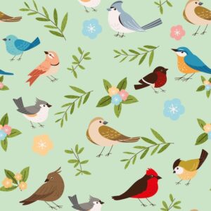 Birds and flowers pattern design