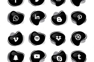 Black social media logotypes collection
