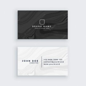 Black and white modern business card with marble texture