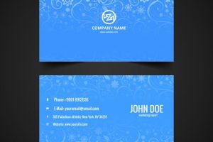 Blue visiting card with flower