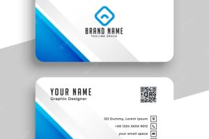 Blue and white simple business card template vector