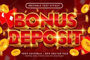 Bonus deposit 3d text editable text effect