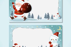 Border design with snowman and santa, 2 styles